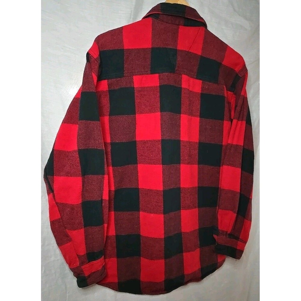 CE Schmidt Brawny Workwear Flannel Shirt Mens Med Heavy Lined Fleece Red Black - Picture 5 of 7